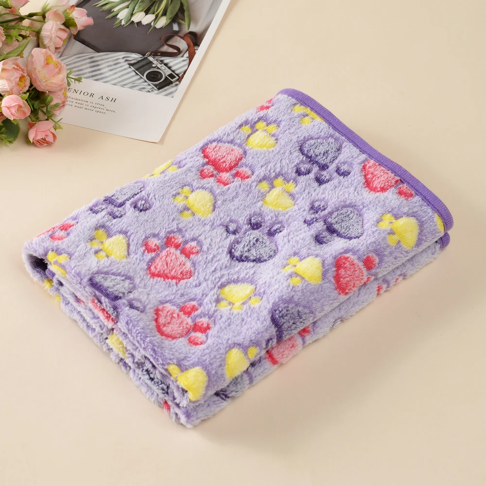 Autumn Winter Pet Dog Blanket for Small Medium Big Dogs Cats Warm Fleece Footprint Puppy Bed Mat Chihuahua Bulldog Pug Supplies