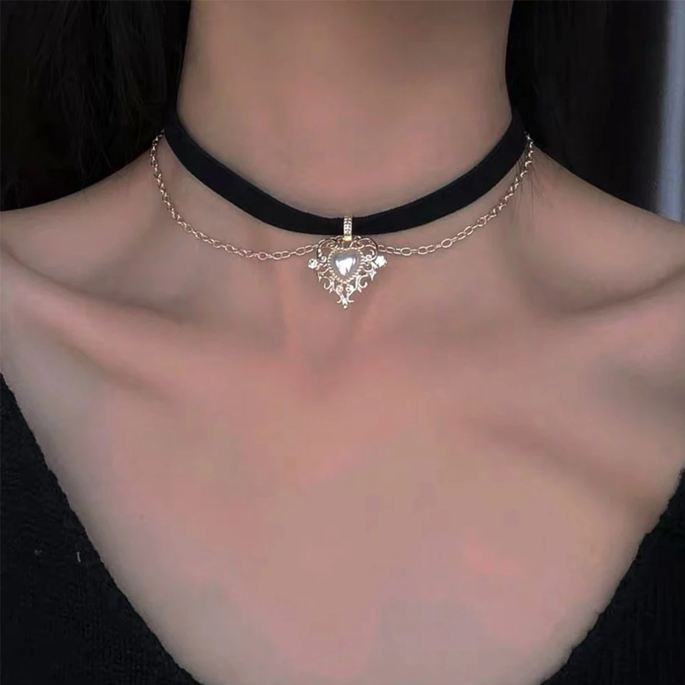 

Женские аксессуары, женские подарки, короткие винтажные бархатные аксессуары, чокер с цепочкой и любовным сердцем