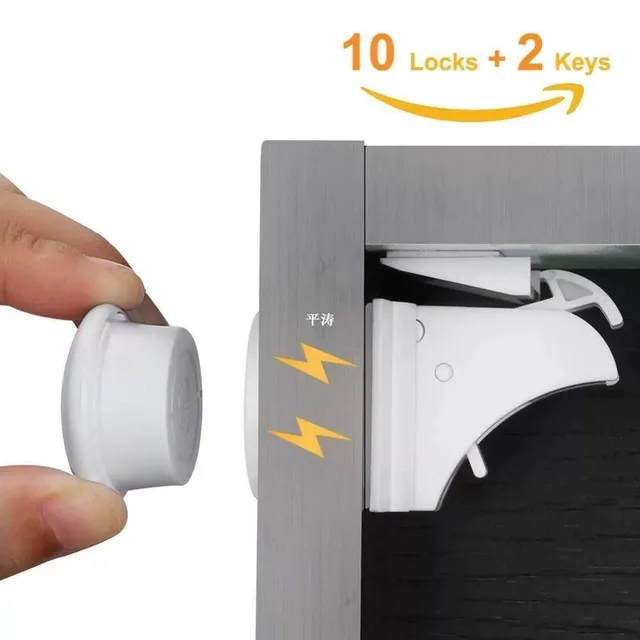 กลอนลิ้นชักประตูตู้แม่เหล็กล็อคความปลอดภัยของเด็กตัวล็อคความปลอดภัยของเด็กแบบมองไม่เห็นล็อคนิรภัยสำหรับเด็ก 1