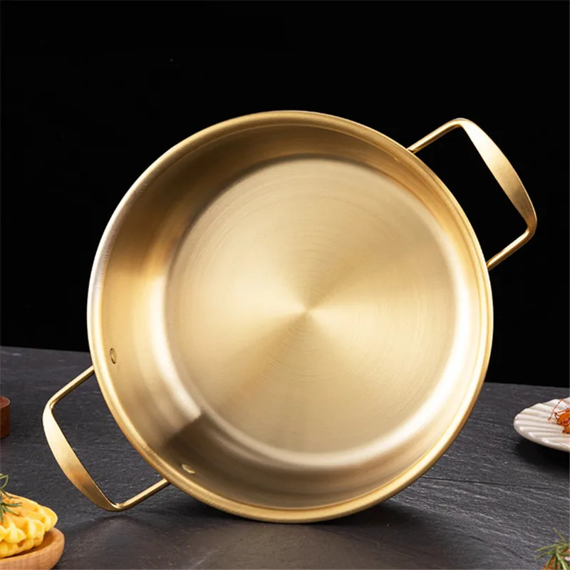 Korean Stainless Steel Instant Noodle Pot with Lid Household Non-Stick Pans Soup Saucepan Cookware Kitchen Cooking Utensils