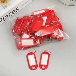Durable Plastic Key Tags with Split Ring and Label Window for DIY Keychains and Luggage (Red)
