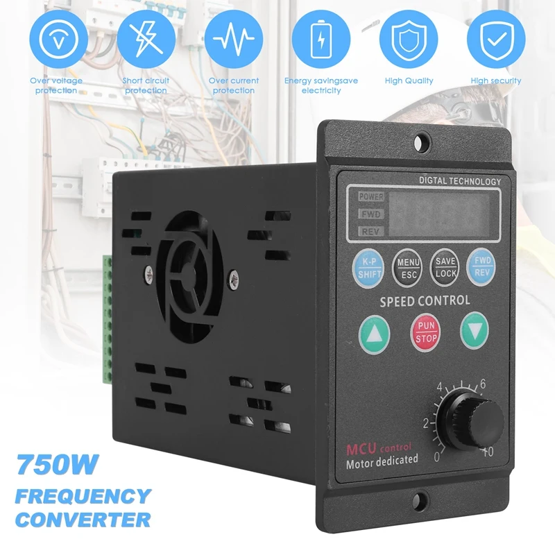 

220V 750W Single-Phase Input 3-Phase Output Motor Driver Frequency Converter With Four-Digit Digital Tube Display