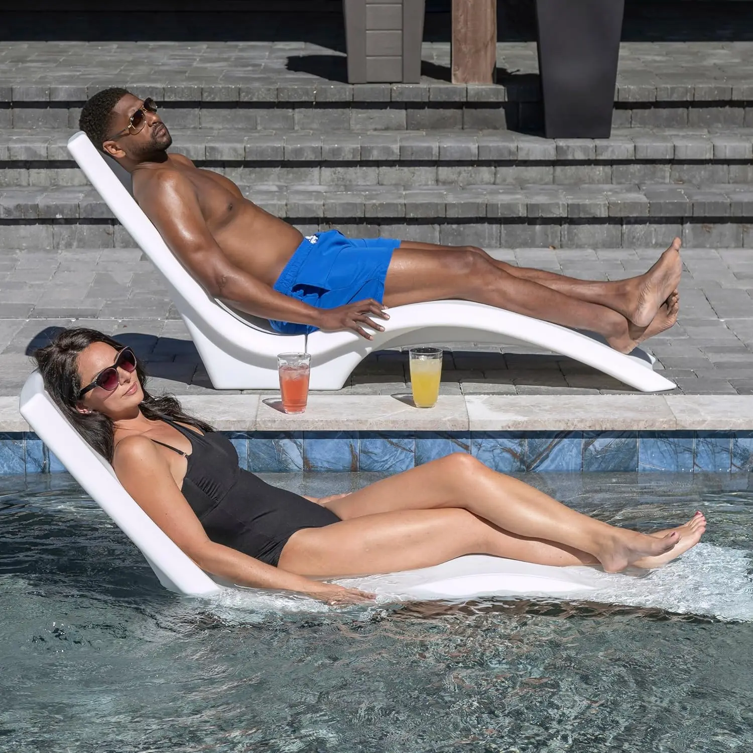 Pool Lounger, Waterproof Patio Furniture, Pool Lounge Chair for Sun Shelf, Use in Pools with  Shelves Up to 9-Inches Deep 2