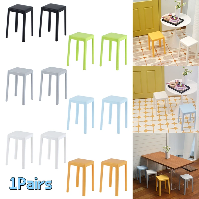 1Pair 1:6 Dollhouse Miniature High Footed Stool Bar Counter Chair Dining Chair Furniture Model Decor Toy Doll House Accessories electromagnetic accumulation counter electromagnetic counter model lfc 5 library number m359882