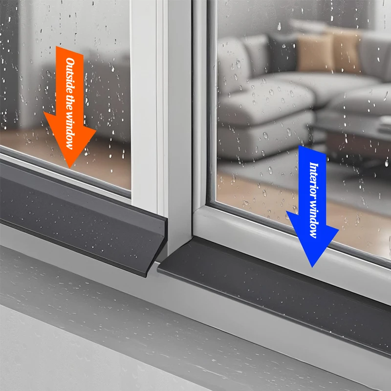 Home Window Water Blocking Bar 1m Sliding Window Rain Weatherstrip Balcony Insulation Windproof Sealing Strip Flashing Board
