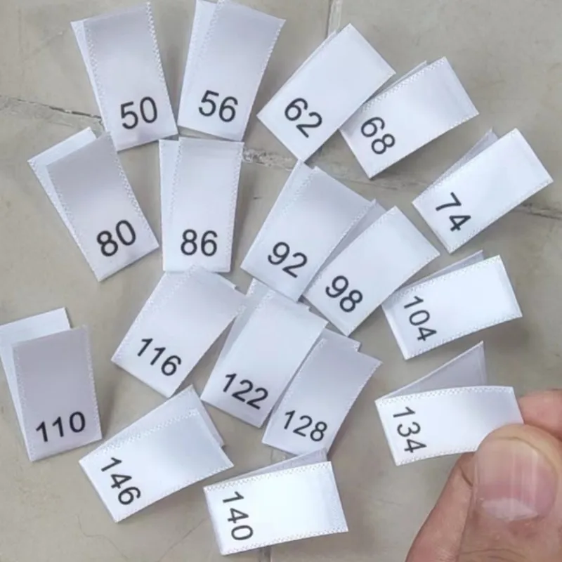 50pcs Satin print Size Label for Kids Number 56-146 Garment Sizing Labels clothing labels,garment labels,sewing labels