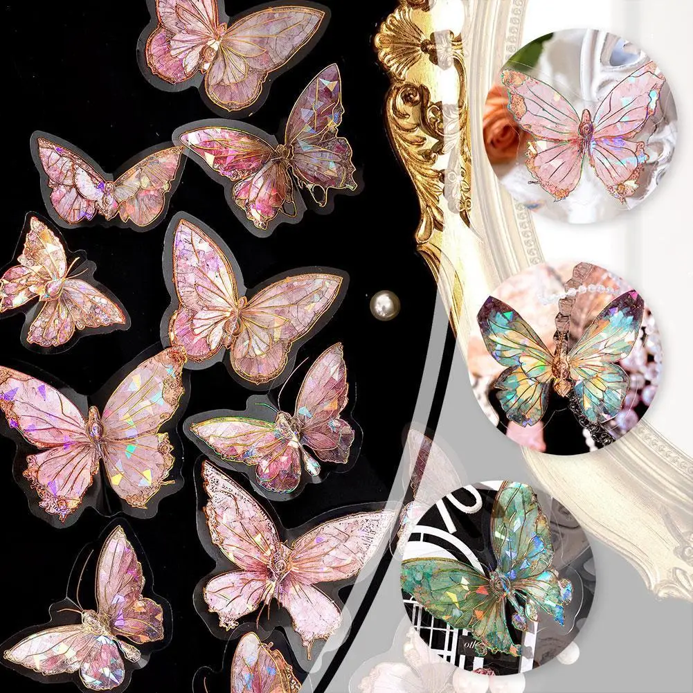 

20 Stickers Vintage 3D Colored Butterfly Stickers DIY Album Collage Scrapbooking PET Supplies Sticker Decor Diary Journal M5K4