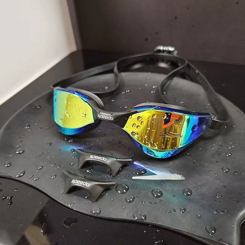 2300 black gold swimming goggles + black swimming cap