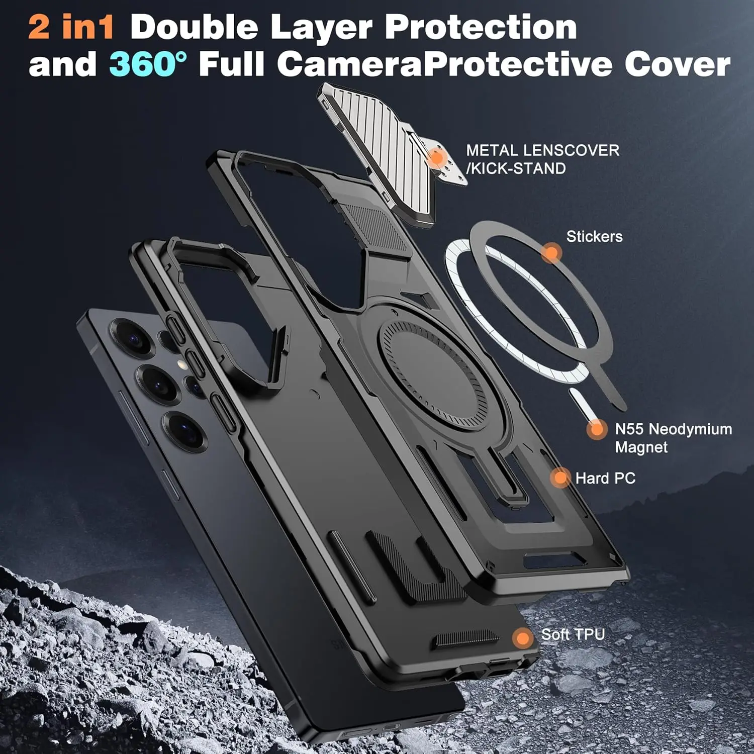 Magnetic Rotatable Kickstand Phone Case with Enhanced Protection