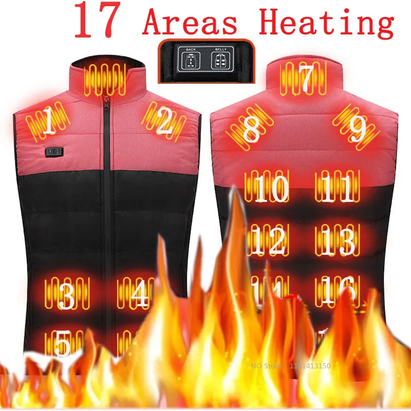 17 Area Usb Heated Jacket Men Heated Vest For Women Heating Vest Tactical Down Jacket Bodywarmer Usb Fishing Wear