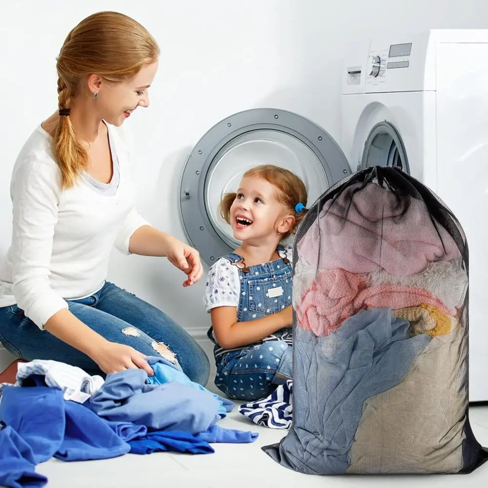 Creative Large Size Storage Laundry Mesh Bag Useful Large Organizer Net Drawstring Wash Sack Washing Laundry Bag Clothes Bags 3