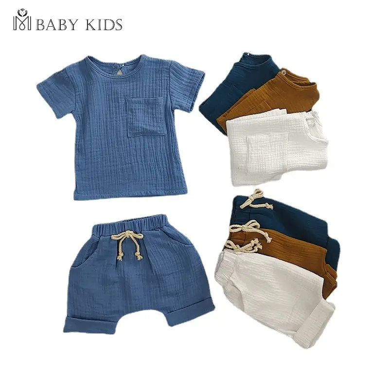 

Organic Cotton Baby Clothes Set Summer Casual Tops Shorts For Boys Girls Set Unisex Toddlers 2 Pieces Kids Baby Outifs Clothing