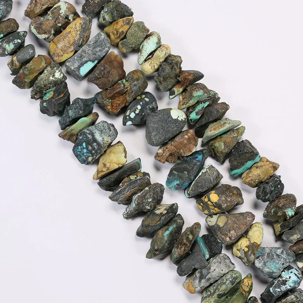 APDGG Natural Mix Color Africa Turquoise Rough Gems Stone Freedom Nugget Beads 15.5