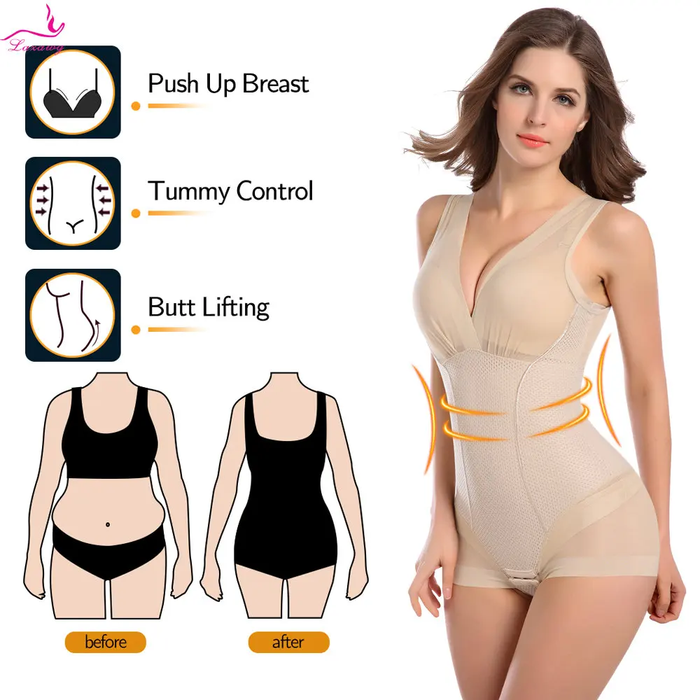 LAZAWG Bodysuit Shapewear for Women Tummy Control Underwear Body Shaper Flat Belly Panties Slim Waist Trainer Vest Under Dress