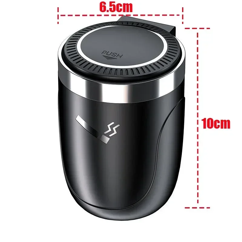 Car Ashtray LED Light Universal Alloy Ash Tray Aluminum Cup Smokeless Flame Retardant Cigarette Holder Box