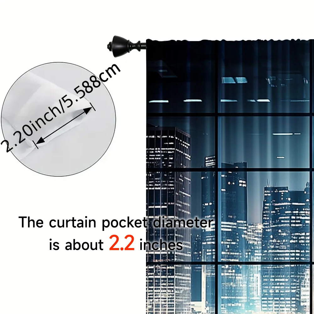 2pcs, spring summer Curtains New York City Landscape and Skyscraper Architecture Prints Yarn Curtains Polyester Easy Install 5