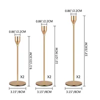 3Pcs/Set Chinese Style Metal Candle Holders Simple Golden Wedding Decoration Bar Party Living Room Decor Home Decor Candlestick 6