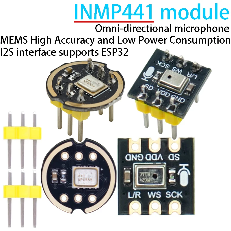 3 pezzi Modulo Microfono Omnidirezionale INMP441 con Interfaccia I2S a 24 Bit, Uscita Digitale, Compatibile con ESP-32, Arduino, Interfaccia I2S MEMS, Registrazione Audio Precisa per Progetti Vocali