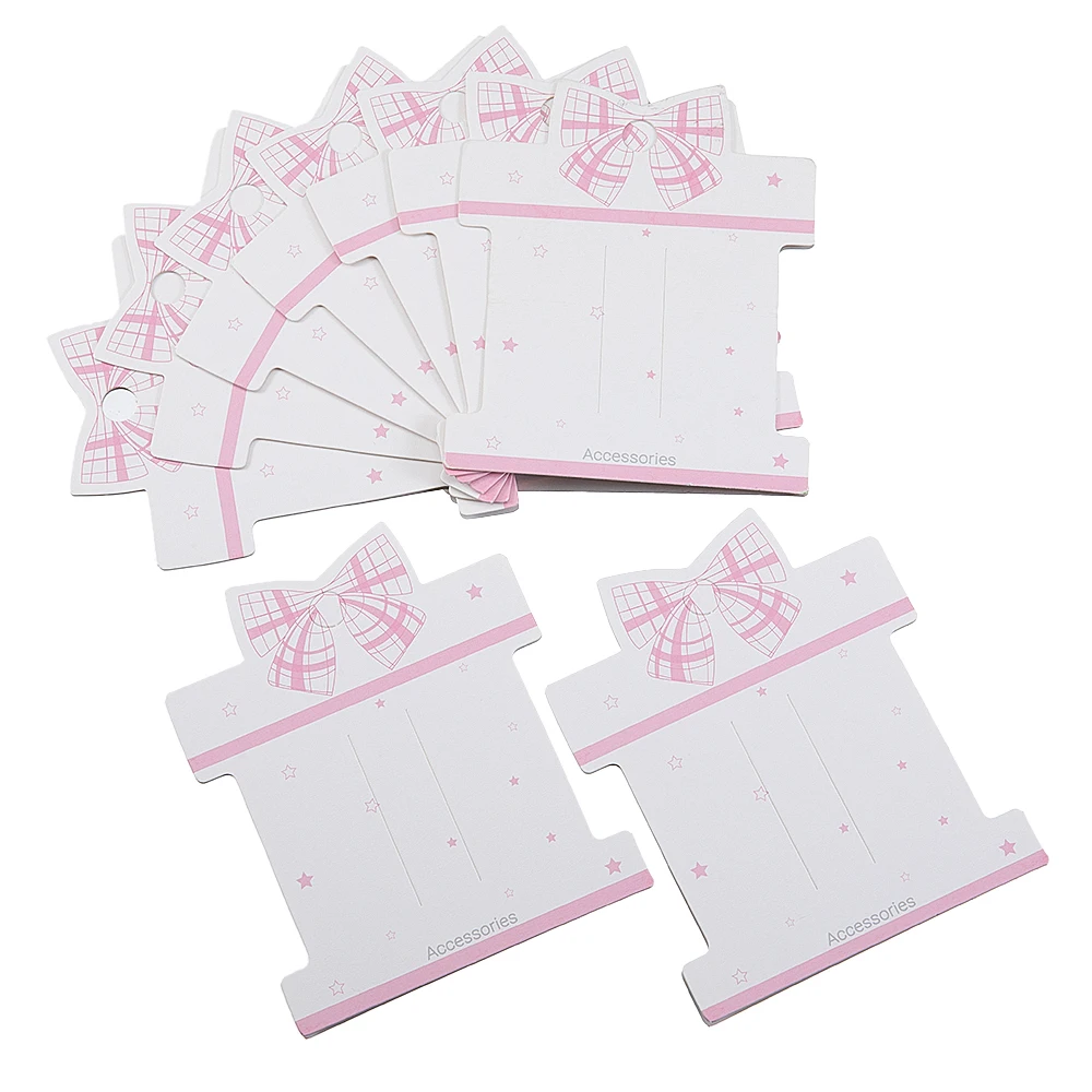 20pcs 8.9x10.7cm Cute Pink Bow Cards Hair Clip Hairpins Display Card for DIY Hair Jewelry Packaging  Kraft Paper Card Retail Tag