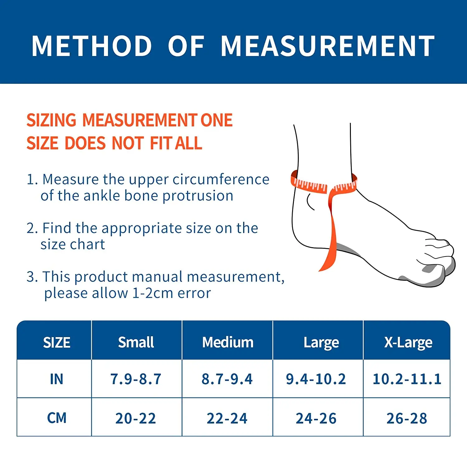 Futuro Ankle Support Size Chart