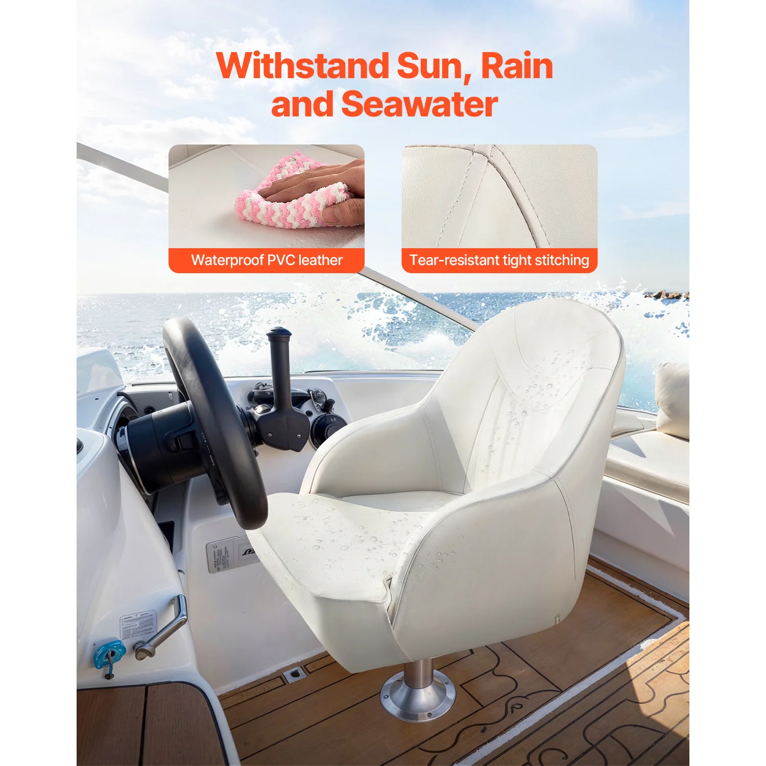 Waterproof PVC Boat Seat with Thickened Sponge Cushion