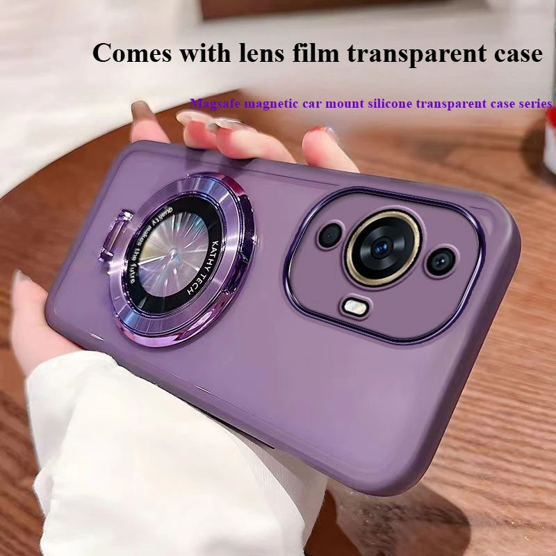 Luxury Silicone Transparent Bracket Shockproof Back Cover Case