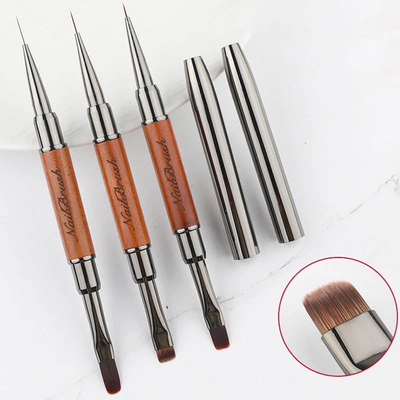 Dual-ended Nail Brush Acrylic Nail Art Brushes Professional UV Gel Polish Liner Flower Painting Drawing Manicure Tools 1PC