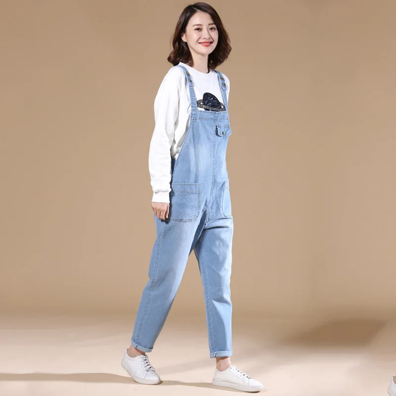 Denim jeans women Casual Fashion Suspenders Pants Loose Pocket Harem Brand Overalls Shoulder Straps Big L-5XL 6XL 7XL 8XL armani jeans