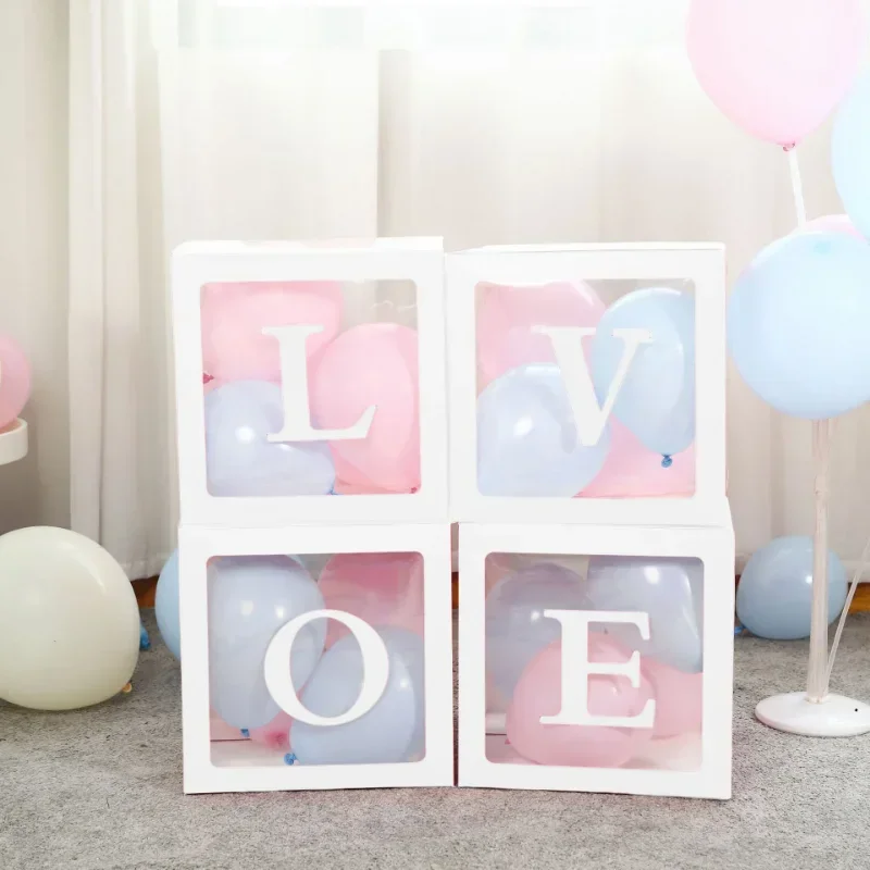 27/25cm Custom Transparent Birthday Balloon Box A-Z Baby Shower Girl 1st Birthday Party Decoration Kids Wedding
