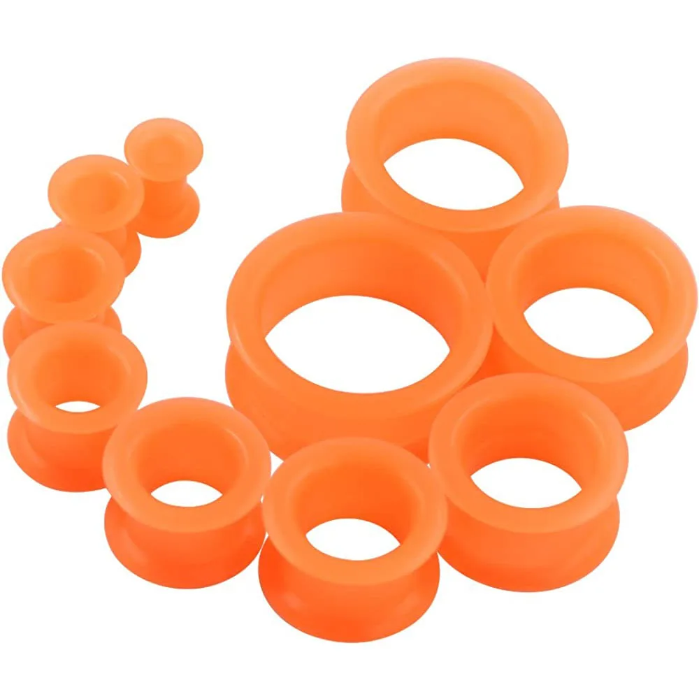 10PCSPiercingTunnelSetSoftHardSiliconeFleshTunnelPlug2g25mm