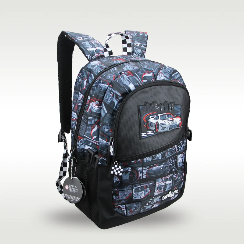 Australia Smiggle original hot-selling children's schoolbag black racing boy cool high-quality schoolbag 16 inches 3
