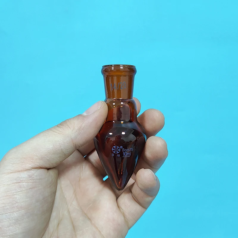 

Brown pear-shaped flask,Capacity 10ml,Joint 14/20,Brown heart-shaped flasks,Brown coarse heart-shaped grinding bottles