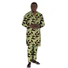 V-Neck Shirts With Bottoms Men's Groom Suit Original Design Nigerian Fashion Pant Sets African Wedding Party Outfits 1