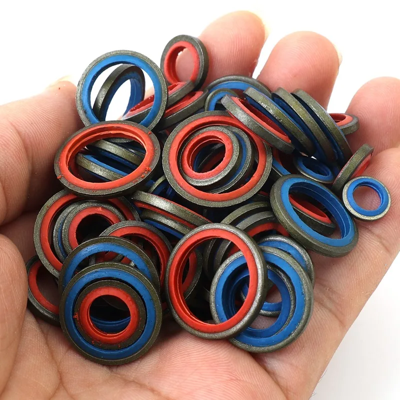Sealing Gasket Set Oil Drain Combined Washer Seal Sets Washer Assort Kit Rubber Oil Pipe Seal Gasket M6/M8/M10/M14/M16 Hardware