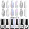 6PCS White Glitter Nail Polish Gel Set Popular Colors Autumn Semi Permanent Soak Off UV Nail Art Manicure Varnish Supplies Kit 1