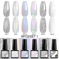 6PCS White Glitter Nail Polish Gel Set Popular Colors Autumn Semi Permanent Soak Off UV Nail Art Manicure Varnish Supplies Kit 1