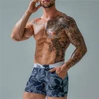 Summer Men's Beach Swimming Trunks Drawstring Elastic Waist Swimsuit Shorts Man Plus Size Quick Drying Swimwear Shorts 2