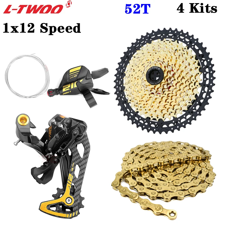 

LTWOO AT12 MTB Mountain Bike Groupset 12 Speed Shifter Lever Rear Derailleur Cassette 11-50/52T Gold KMC Chain For Shimano Sram