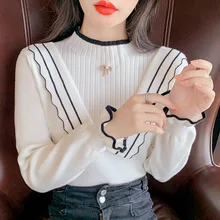 

Half Turtleneck Ruffled Sweater Autumn and Winter New
