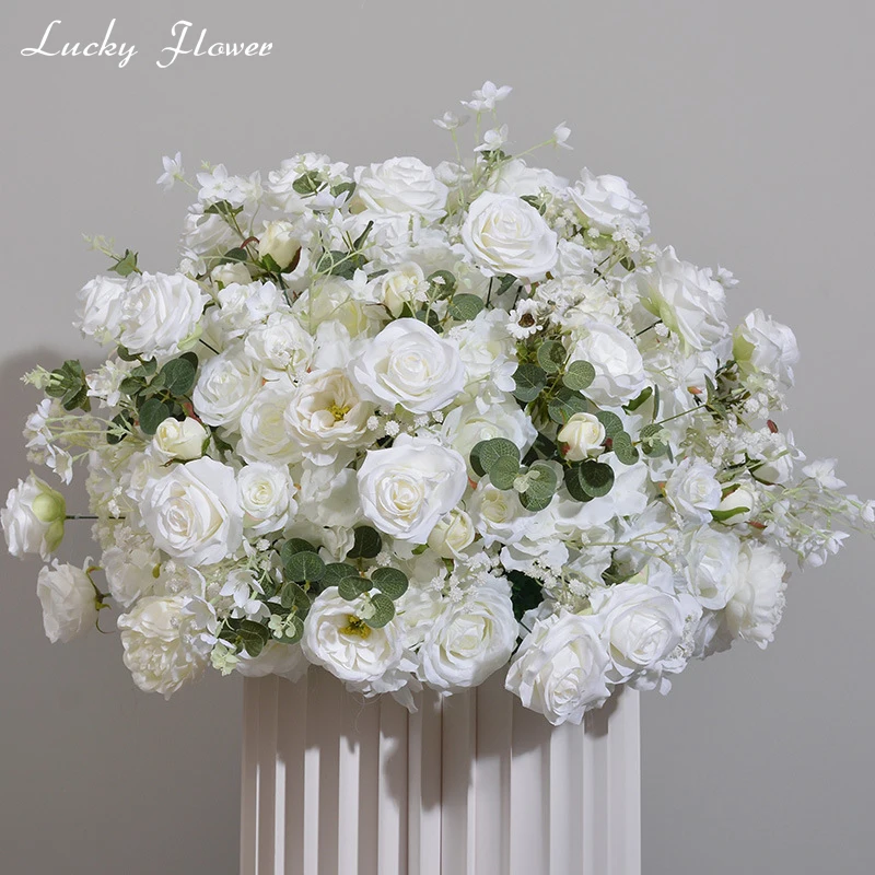 Rose Hydrange Aritificial Flower Ball Road Leading White Silk Flower Ball Wedding Decoration Table Centrepiece Deocr