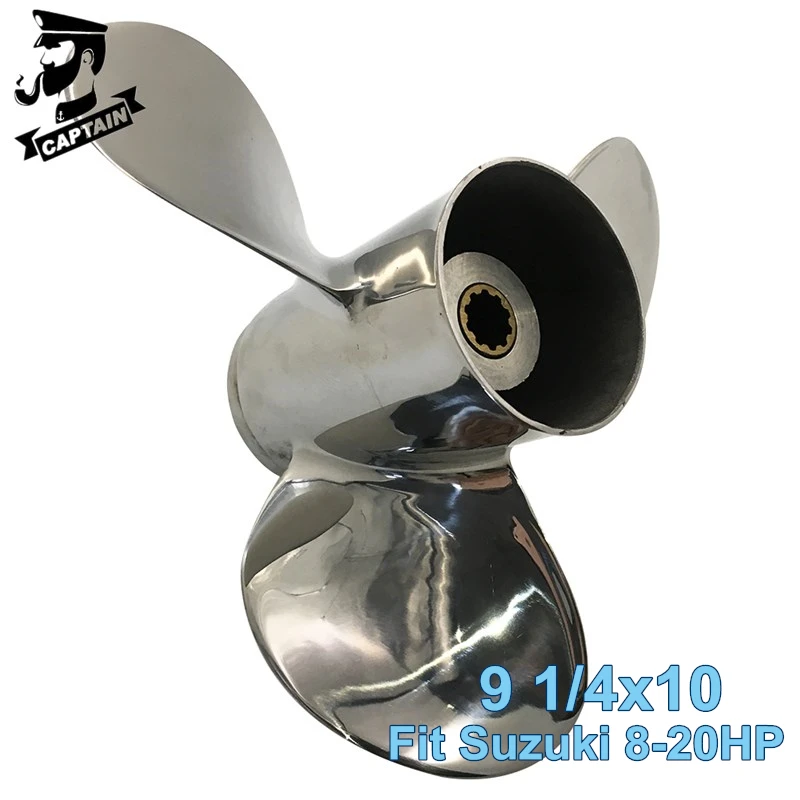 

Captain Boat Propeller 9 1/4X10 Fit Suzuki Outboard Engines DT15C DF15 9.9HP 15HP Stainless Steel 10 Tooth Spline RH Marine Part