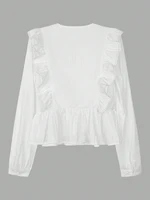 Spring/Summer 2026 New Arrivals: European-inspired Women's Casual Elegant Puff Sleeve Ruffled Blouse Top for Everyday Wear - Image 4