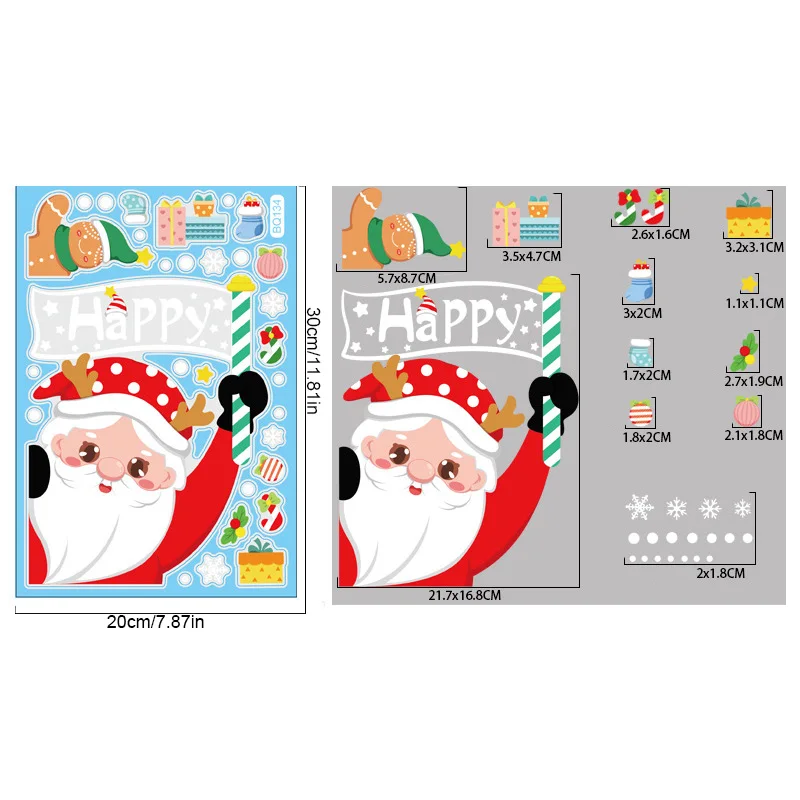 Noel Dekorasyonu Kar Tanesi Noel Baba Ren Geyiği Pencere Camı Elektrostatik Komik Çıkartmalar Noel Partisi Dekorasyon Aksesuarları_voghion.com