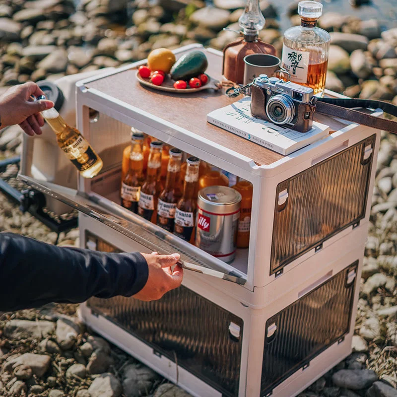 

Large Outdoor Camping Folding Box Storage Box Portable Table Car Large Capacity Storage Box Outdoor Suitcase With Wooden Lid