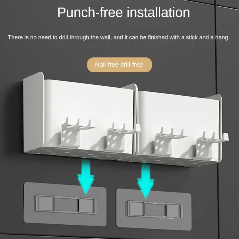 Toothbrush Holder Punch-free Mouthwash Cup Holder Non-trace Bathroom Wall-mounted Toothpaste Squeezer Toothbrush
