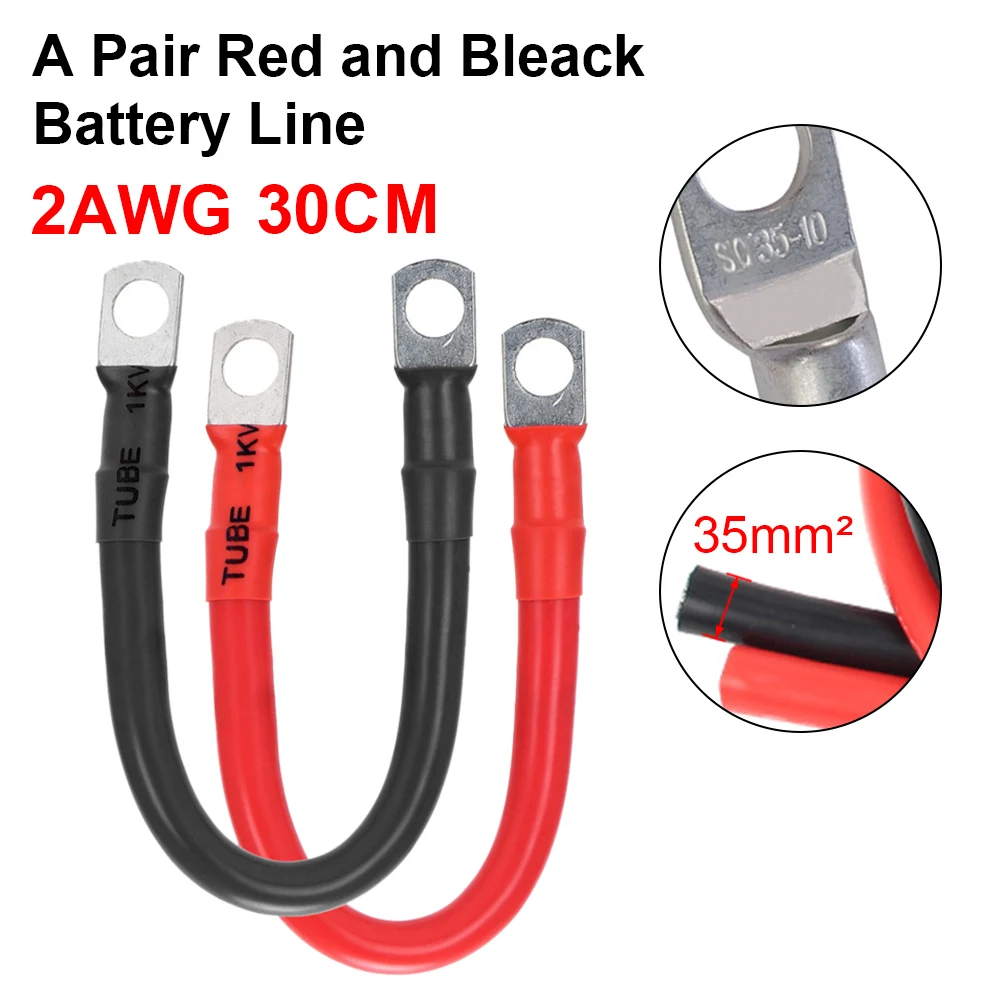

Battery Inverter Cable 2 AWG Stranded Copper Wire Connector with Solder Ground Jumper Cable for Car RV Boat Starter Solar
