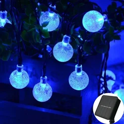 Enchanting Solar - Powered Crystal Globe String Lights - 60 LED with 8 Lighting Modes, Waterproof IP65 Fairy Lights for Garden and Party Decor (Solar blue light)
