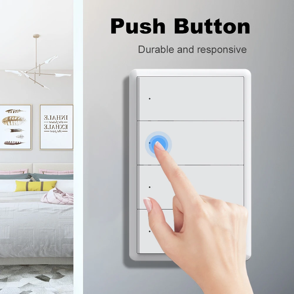 Tuya Zigbee3.0  US Smart Wall Switch Wall Push Button Physical Switch Smart Wireless Voice Remote Control With Google Home Alexa