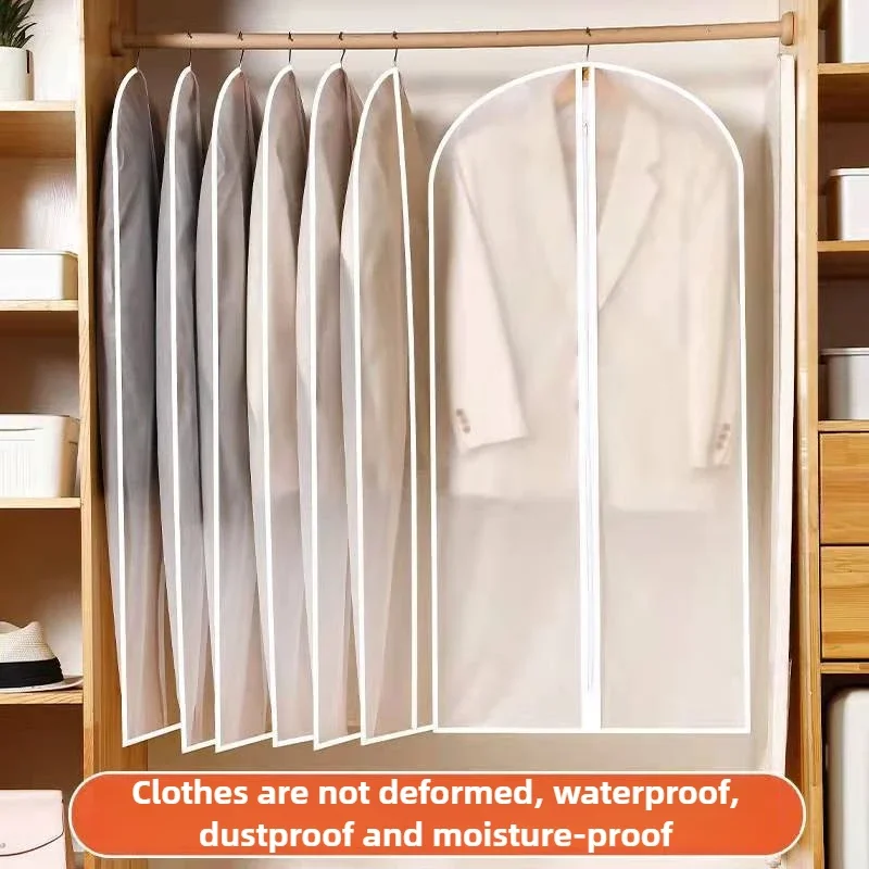 Transparent PEVA Hanging Garment Bags, Reusable Zippered Dustproof Clothes Cover for Wardrobe Closet Travel Storage Thickened 5
