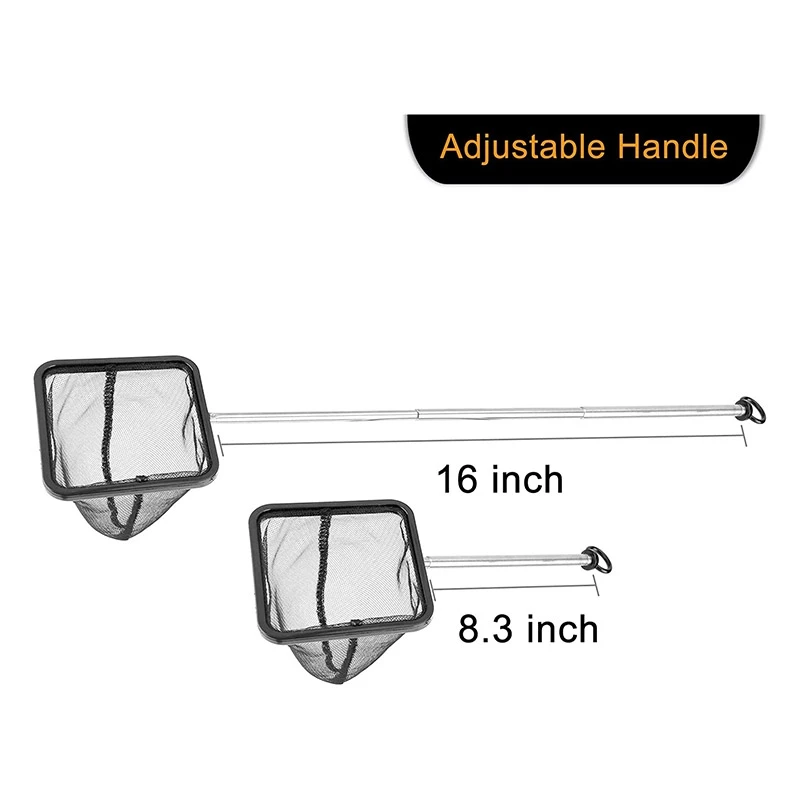 Aquarium Fish Net With Extendable Stainless Steel Long Handle Fine Mesh Fish Net For Tank fish net